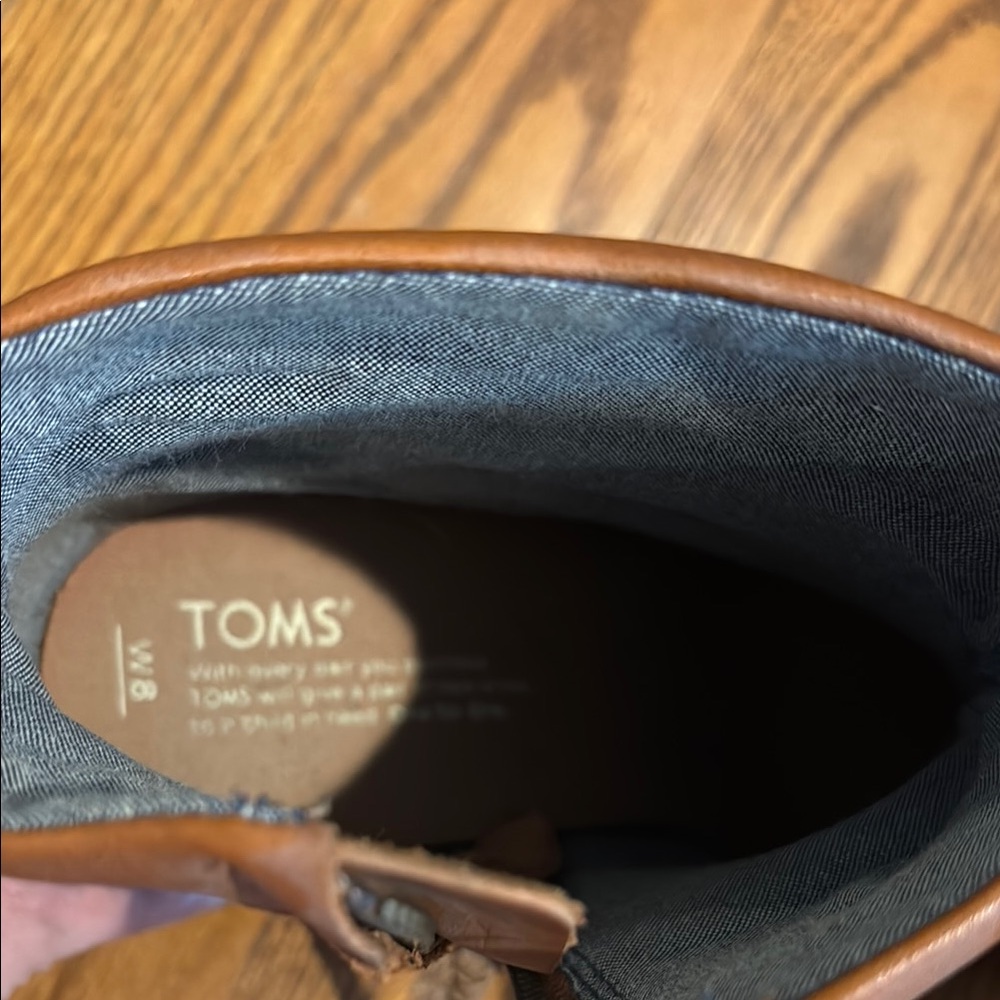 TOMS Tan Ankle Boots with Stacked Heel and Side Zipper - Picture 5 of 6